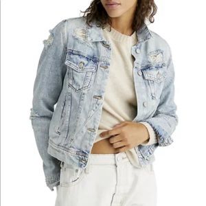 Free People Rumors Destroyed Denim Jacket XL